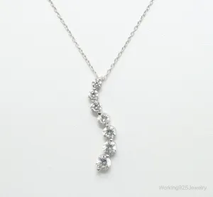 Vintage Cubic Zirconia Journey Necklace Sterling Silver - 18 Inch Chain