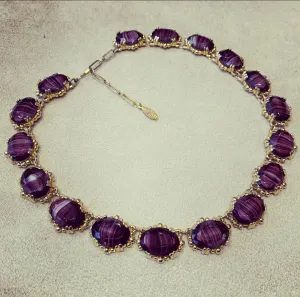 Vintage Purple Necklace by Sphinx Agate Glass