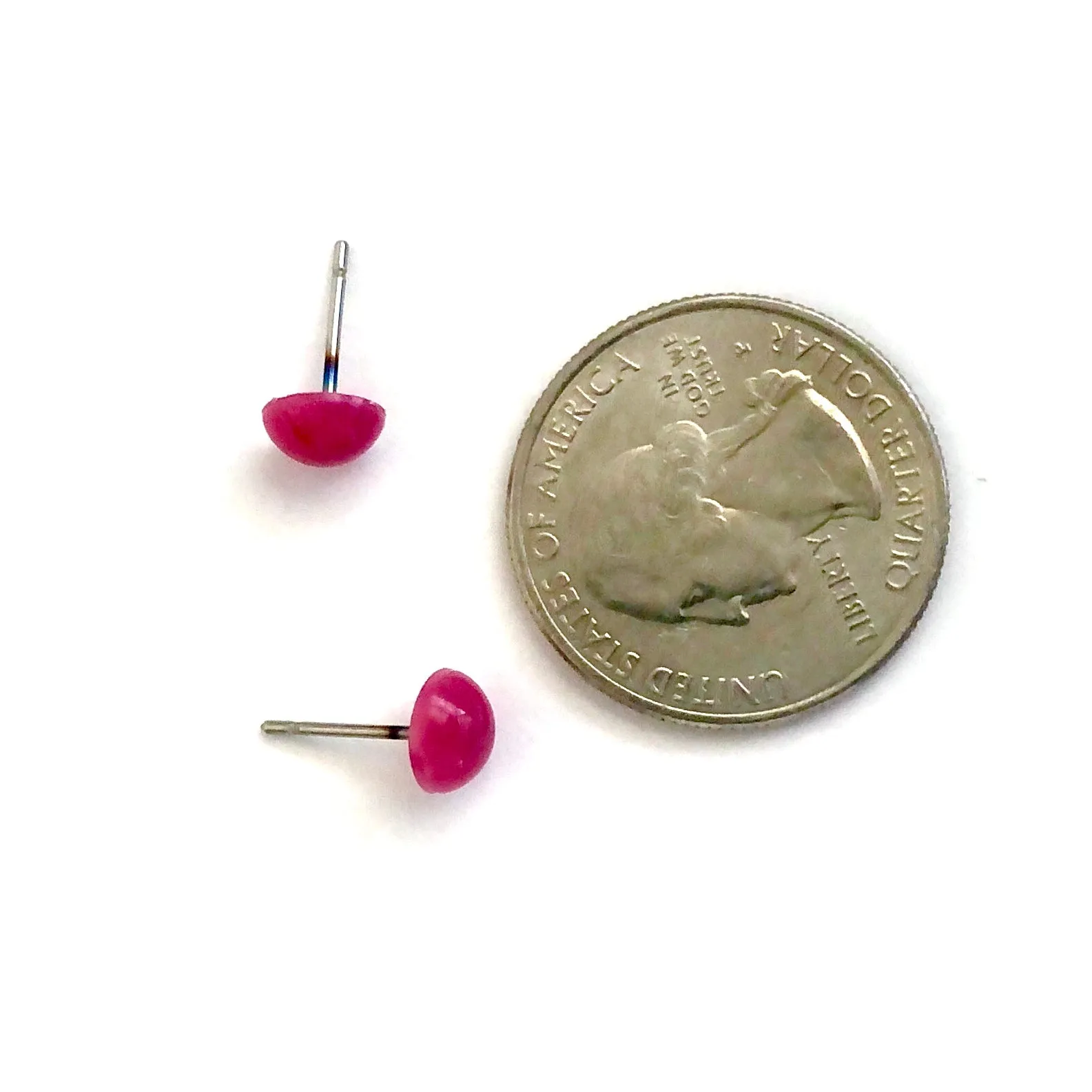 Violet Pink Retro Button Stud Earrings