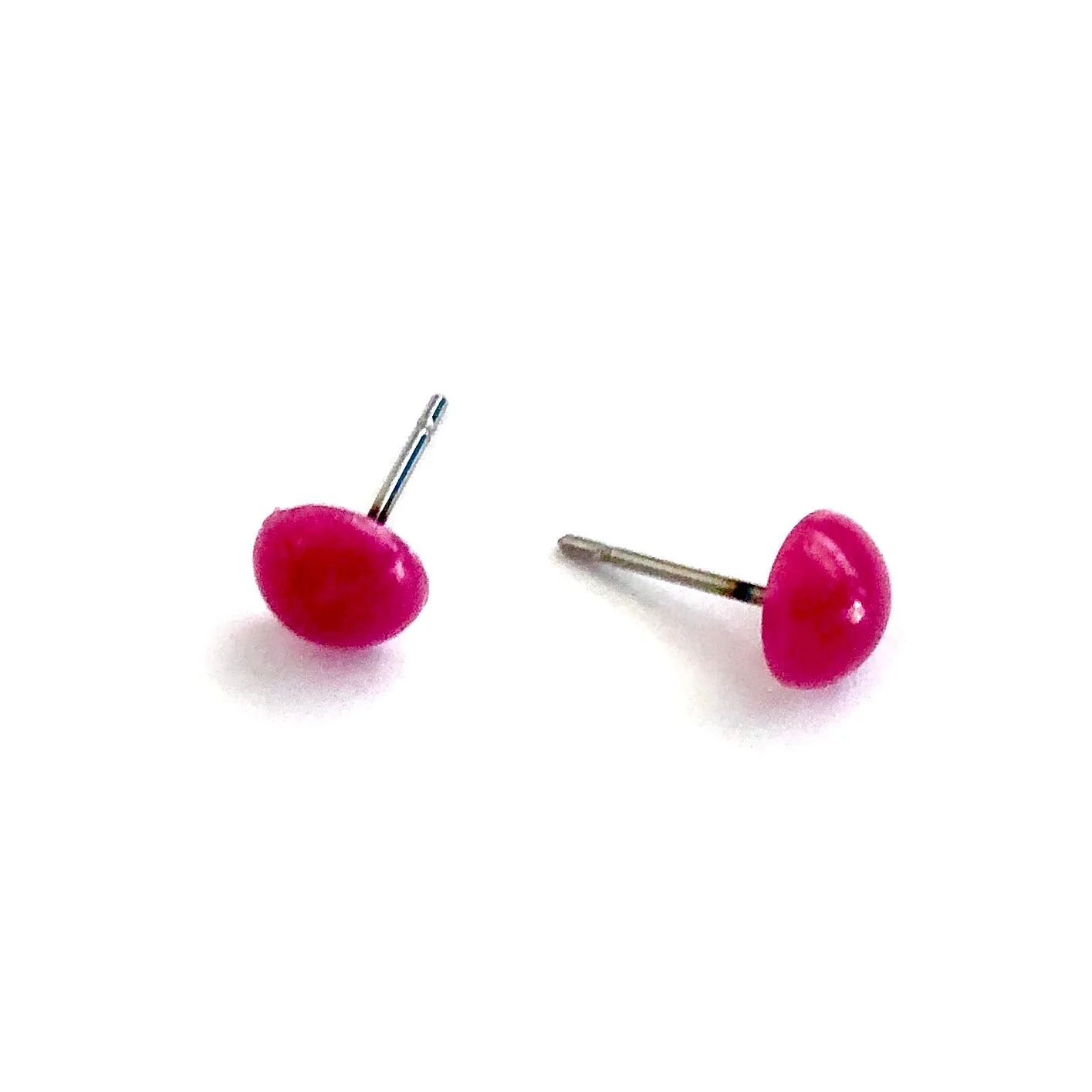 Violet Pink Retro Button Stud Earrings