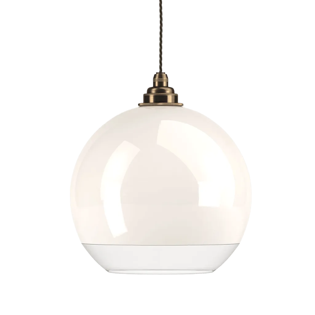 White Glass Globe Pendant Light Hereford