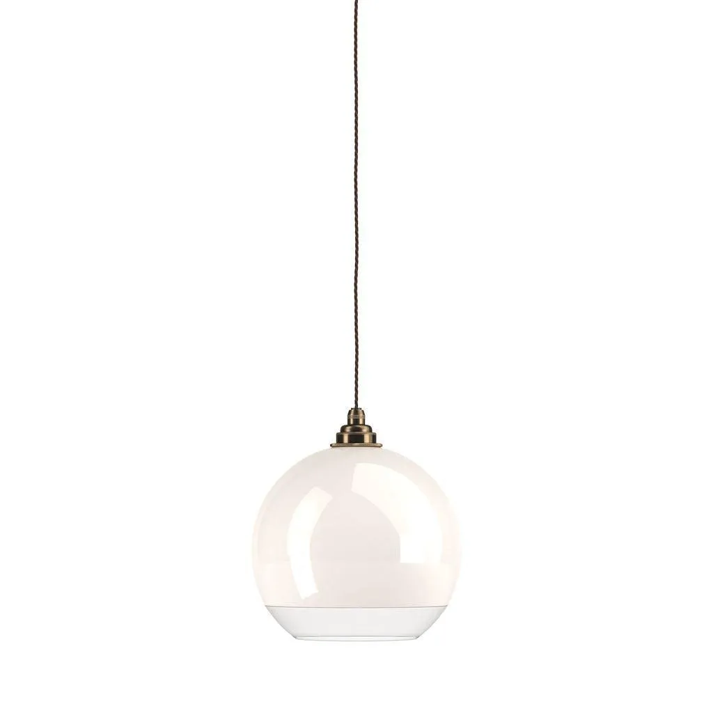 White Glass Globe Pendant Light Hereford