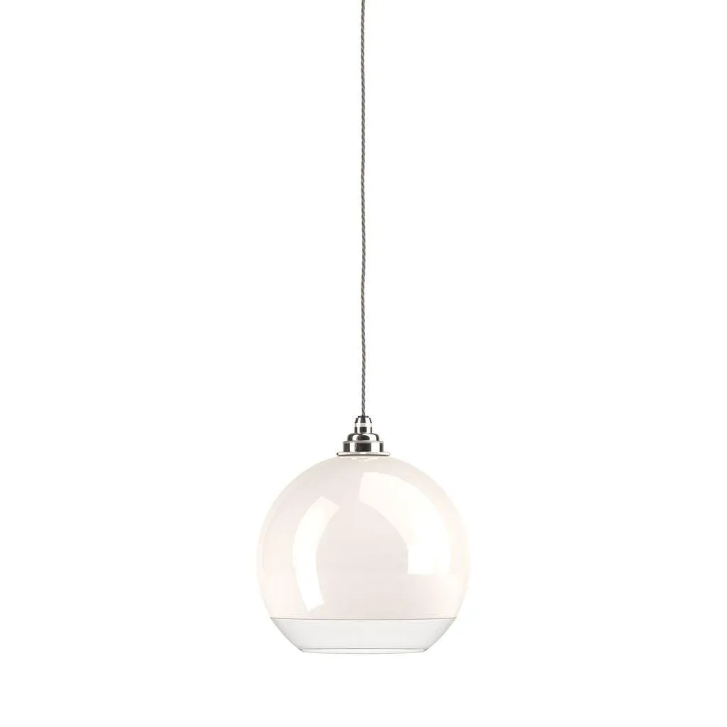 White Glass Globe Pendant Light Hereford