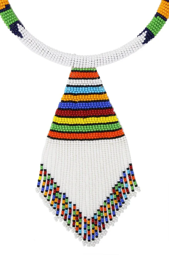 White Nala Beaded Maasai Necklace