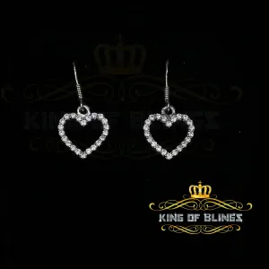 White Silver 0.88ct Cubic Zirconia Cluster Set For Ladies Dangling Heart Earring