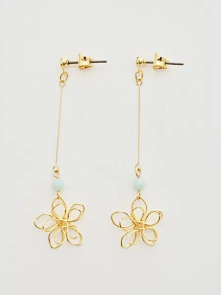 Wirework Flower Long Earrings