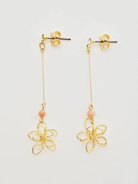 Wirework Flower Long Earrings