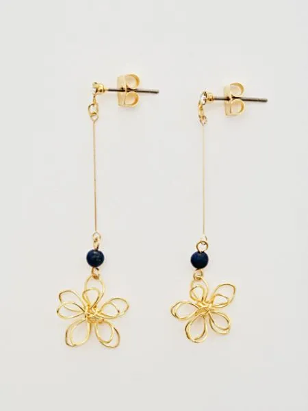 Wirework Flower Long Earrings