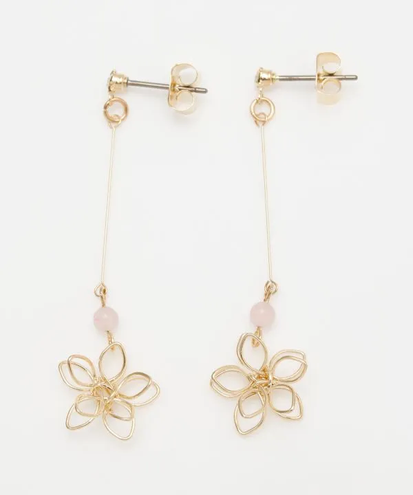 Wirework Flower Long Earrings