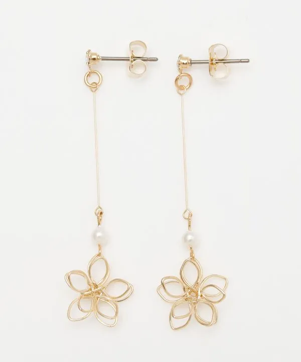 Wirework Flower Long Earrings