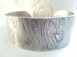 Wood Grain Engraved Cuff Bracelet | Wide Faux Bois Bracelet