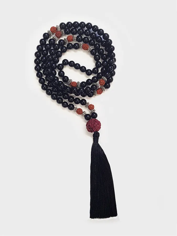 Yoga Studio Black Onyx & Rudraksha Mala Beads