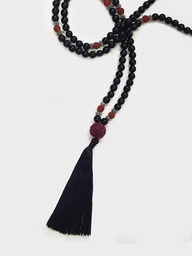 Yoga Studio Black Onyx & Rudraksha Mala Beads