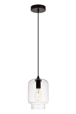 ZC121-LDPD2116 - Living District: Placido Collection Pendant D6.7 H9.2 Lt:1 Black and Clear Finish